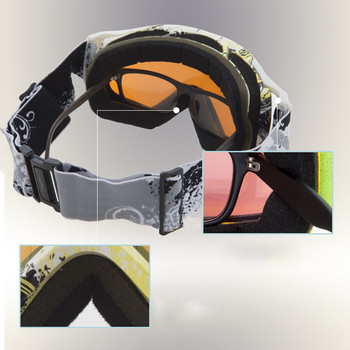 Зимни ветроустойчиви очила за ски Очила Спорт на открито Двуслойни очила против замъгляване UV400 Ски Мъже Жени Колоездене Очила