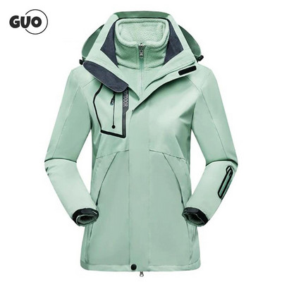 3 σε 1 Ski Wear Αδιάβροχο αντιανεμικό γυναικείο μπουφάν για χειμωνιάτικο ζεστό σετ κουκούλα για σκι Ενδύματα Snowboard για σκι