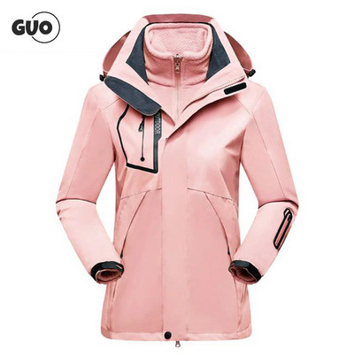 3 σε 1 Ski Wear Αδιάβροχο αντιανεμικό γυναικείο μπουφάν για χειμωνιάτικο ζεστό σετ κουκούλα για σκι Ενδύματα Snowboard για σκι