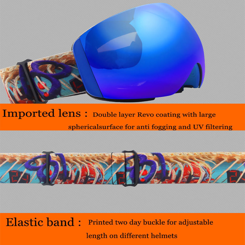 Sniego slidinėjimo akiniai suaugusiems, dvigubi sluoksniai UV400 nuo rasojimo, moteriški vyriški akiniai lauke, atsparūs sniegui, moteriški snieglenčių akiniai