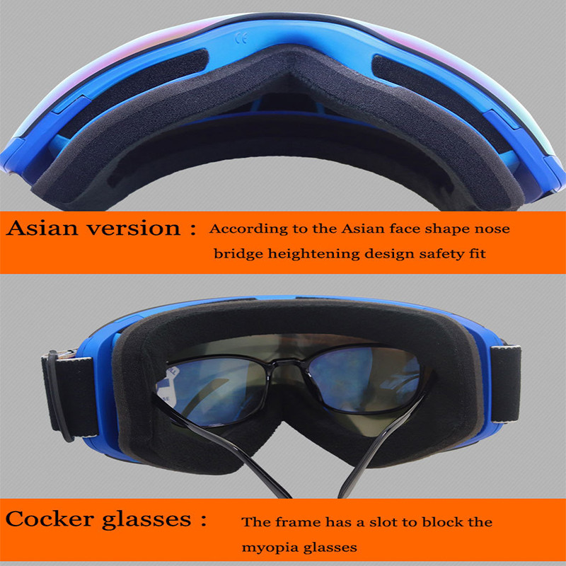 Sniego slidinėjimo akiniai suaugusiems, dvigubi sluoksniai UV400 nuo rasojimo, moteriški vyriški akiniai lauke, atsparūs sniegui, moteriški snieglenčių akiniai