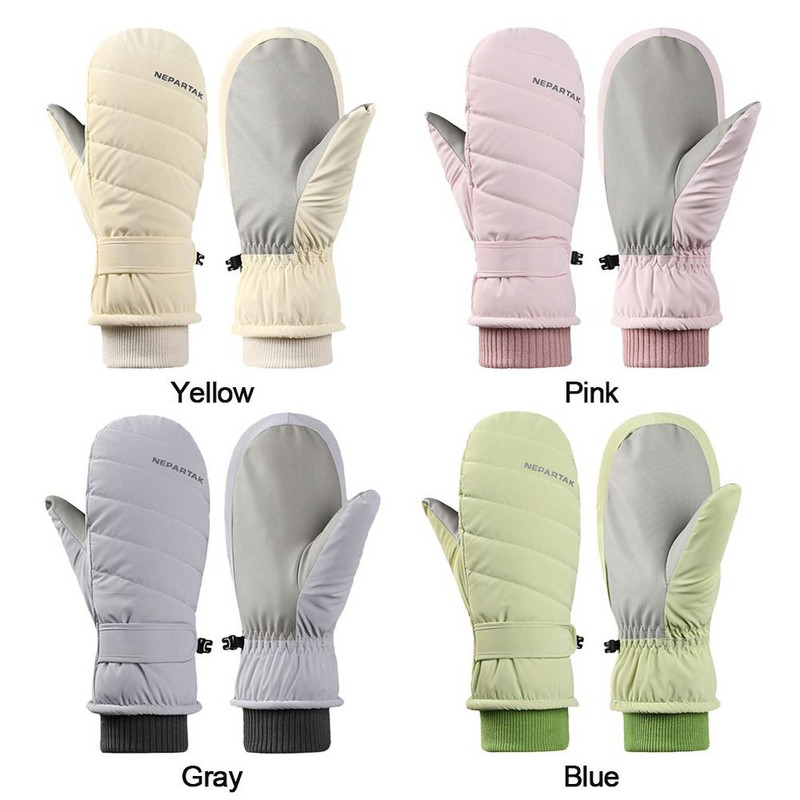 Moteriškos itin storos saldainių spalvos kumštinės pirštinės slidinėjimo pirštinės Snieglentės žiemos sportas Šiltas, atsparus vandeniui, atsparus vėjui, slidinėjimo dviračių pirštinės