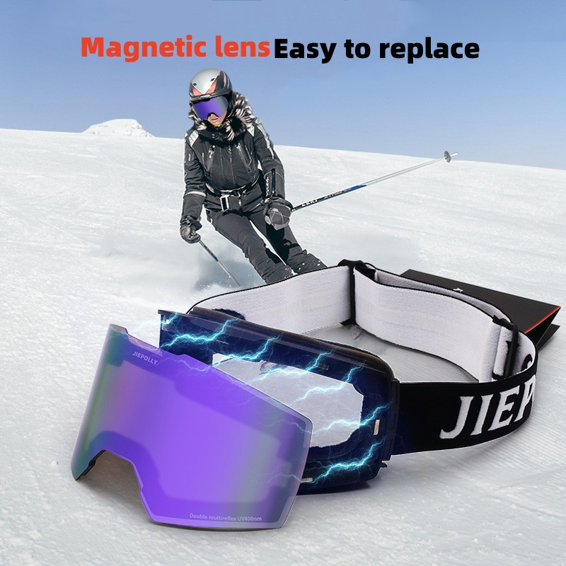 Magnetinio stulpelio paviršiaus PC slidinėjimo akiniai dvigubi nerasojantys lauko snieglenčių akiniai vyriški ir moteriški modeliai slidinėjimo akiniai