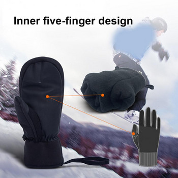 1 чифт термични ръкавици, устойчиви на износване, ски ръкавици, изкуствена кожа, сензорен екран