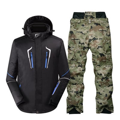 Fashion Men Snow Suit slidinėjimo kostiumas 2021 m. žiemos lauko slidinėjimo dėvėjimas snieglenčių rūbai neperšlampami vėjo slidinėjimo striukės kelnės