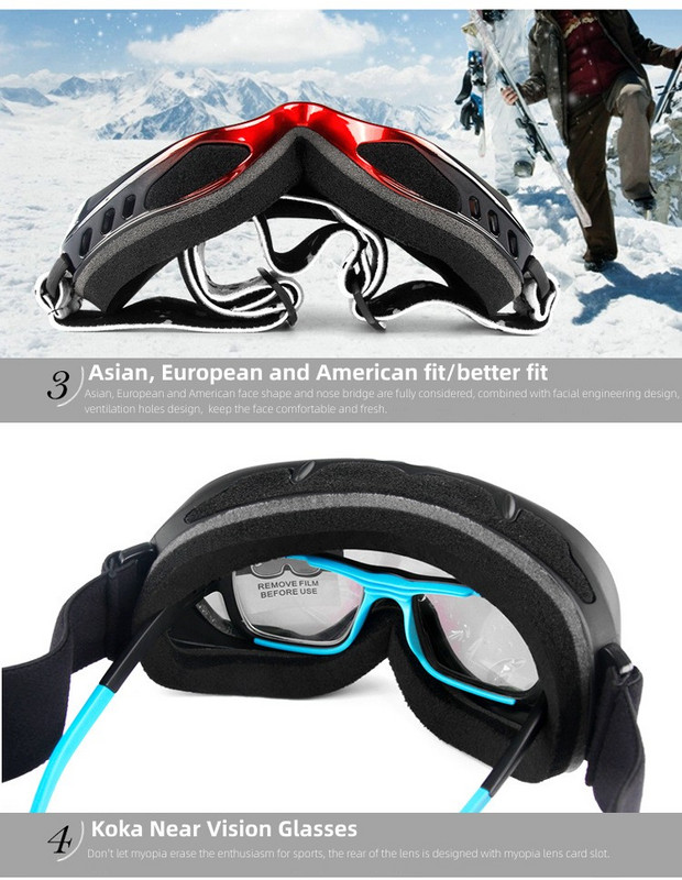 Sferiniai dvigubi HD slidinėjimo akiniai vyriški ir moteriški lauko sporto akiniai žieminiai lauko snieglenčių akiniai