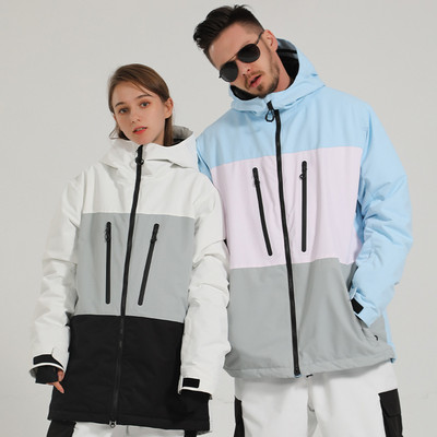 Двойка Нов ски костюм Ветроустойчиво 15k Водоустойчиво дишащо яке за сняг Модно палто за ски сноуборд Зимен снежен костюм на открито Жени Мъже