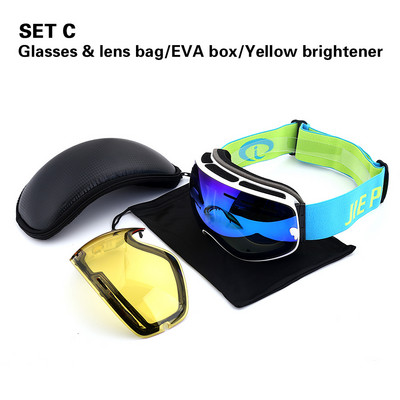 Dvigubi nerasojantys HD kompiuteriniai slidinėjimo akiniai nuo rasojimo vyrams ir moterims lauko nuo smėlio sniego akiniai nuo rasojimo snieglenčių akiniai