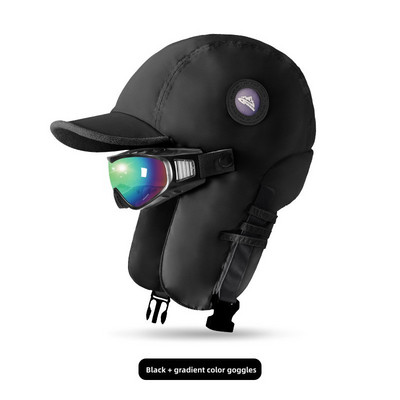 Lauko slidinėjimo perkūno skrybėlė žieminė vyrų ir moterų jojimo akiniai ir šilta skrydžio kepurė, atspari vėjui ir vandeniui