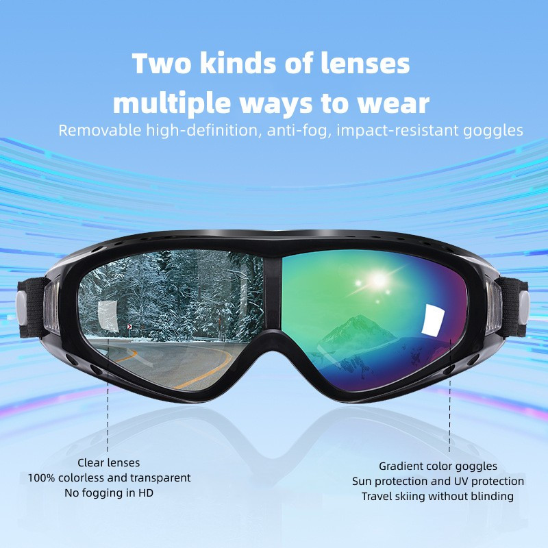 Lauko slidinėjimo perkūno skrybėlė žieminė vyrų ir moterų jojimo akiniai ir šilta skrydžio kepurė, atspari vėjui ir vandeniui