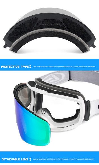 Закопчаващи се двойни лещи PC ски очила Спортни очила за сноуборд на открито против мъгла и вятър за мъже и жени сноуборд очила