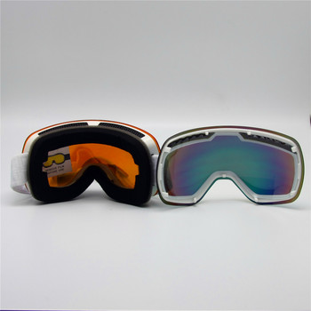 Ски очила със сменяеми лещи за слънчев и облачен ден, големи сферични очила за сноуборд за мъже и жени, очила за ски с 2 лещи