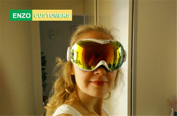 Очила за сноуборд мъже и жени, UV400 ски очила, двуслойни лещи Без замъглено носене над RX очила