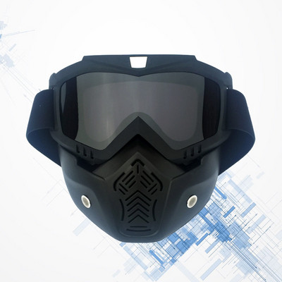 Žieminiai sniego akiniai slidinėjimo snieglenčių snieglenčių veido kaukė Saulės akiniai slidinėjimo kaukė (matinis juodas rėmelis ir sidabriniai akiniai)