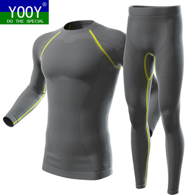 YOOY Men`s Winter Gear Ski Thermal Underwear Sets Long Sleeve Top Exercise Clothes Sports Hosen Snowboarding Shirts And Pants