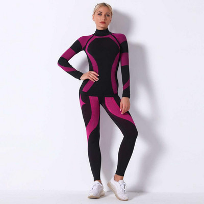 Women Girl Skiing Underwear Set Fitness Workout Thermal Gym Ski Snowboarding Sport Running Yoga Exercise Suit Long Johns 9185