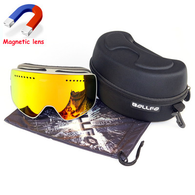 Magnētiskās slēpošanas brilles slēpošanai Divu lēcu alpīnisma brilles UV400 pret aizsvīšanas snovborda slēpošanas brilles vīriešiem sieviešu sniega motocikla maska