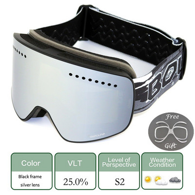 Magnetiniai slidinėjimo akiniai slidinėjimui Dviejų lęšių alpinizmo akiniai UV400 nuo rasojimo snieglenčių slidinėjimo akiniai vyrams, moterims, sniego motociklams