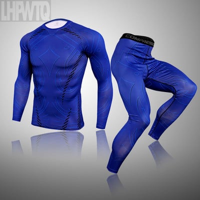 Seturi de lenjerie de corp termică de schi pentru iarnă pentru bărbați Trening de compresie MMA Rashgard Costum de jogging pentru gimnastică pentru bărbați Costum sport Long Johns