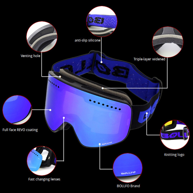Slidinėjimo akiniai slidinėjimui Dvigubi lęšiai Magnetiniai alpinizmo akiniai UV400 Nerasojantys slidinėjimo akiniai Vyriški Moterų kaukė sniego motociklui
