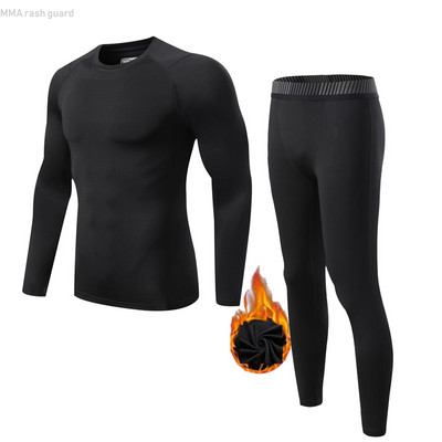 Compression Clothing Men Sports Gym suit Thermal underwear Tights Track suit kids ski underwear Fleece Top Bottom jogging set