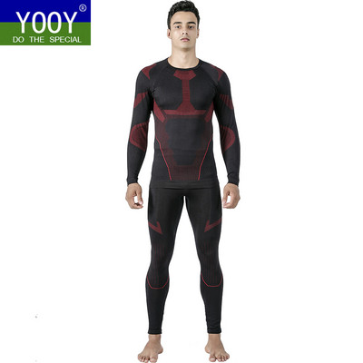 YOOY Thermal Skiing Underwear Sets Long Johns Warm Up Men Ski Snow Shirts and Pants Quick Dry Clothing For Winter Outdoor Sports