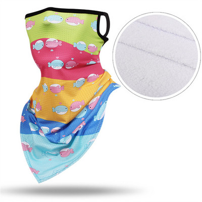 Vaikų žieminė dviračių kaukė Slidinėjimo seilinukai 3D spausdinimui Vaikų snieglenčių kaukė Bandana žieminė kaklo šildoma vilnos trikampė skara panelė