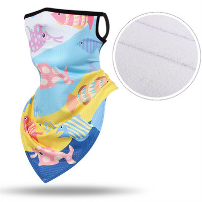 Vaikų žieminė dviračių kaukė Slidinėjimo seilinukai 3D spausdinimui Vaikų snieglenčių kaukė Bandana žieminė kaklo šildoma vilnos trikampė skara panelė