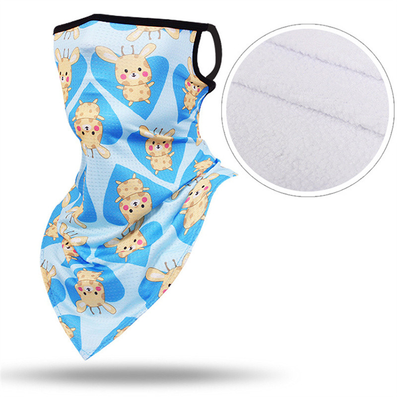 Vaikų žieminė dviračių kaukė Slidinėjimo seilinukai 3D spausdinimui Vaikų snieglenčių kaukė Bandana žieminė kaklo šildoma vilnos trikampė skara panelė