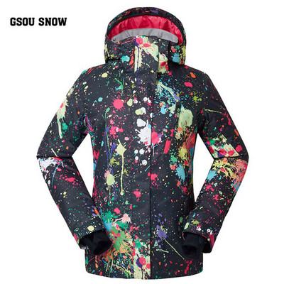GSOU SNOW Сноуборд пола Дамско зимно спортно планинско топло висококачествено черно ски яке Дамско външно ветроустойчиво яке Размер XSL