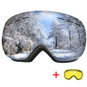 Ochelari de schi anti-aburire HD cu lentile de vedere nocturnă Ochelari de schi UV400, rezistenți la vânt în aer liber, ochelari sferici pentru motos de zăpadă cu vedere mare