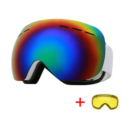 Ochelari de schi anti-aburire HD cu lentile de vedere nocturnă Ochelari de schi UV400, rezistenți la vânt în aer liber, ochelari sferici pentru motos de zăpadă cu vedere mare