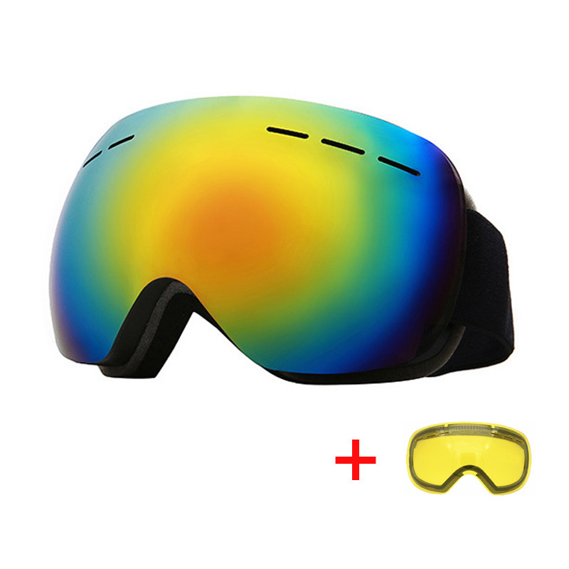 Férfi Női Páramentes síszemüveg Night Vison lencsével dupla lencsével UV400 síszemüveg kültéri szélálló snowboard szemüveg maszk