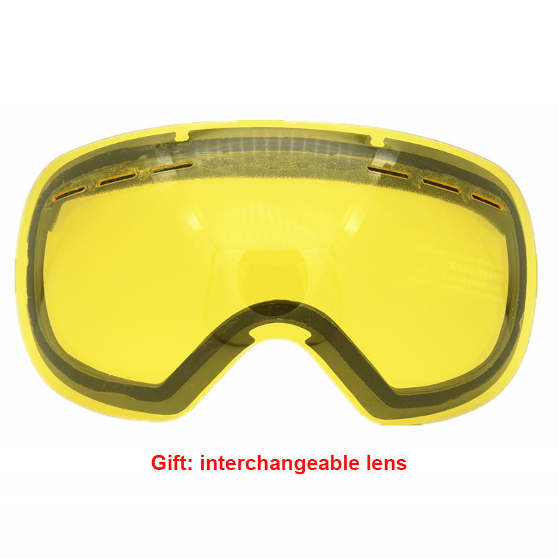 Dvigubi lęšiai nerasojantys slidinėjimo akiniai su naktinio matymo objektyvu žiemos sniego sportui slidinėjimo akiniai UV400 snieglenčių sniego motociklų akiniai