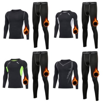 Зимен мъжки комплект термобельо First Layer Long Johns Ski Motorcycle Basketball Sport Compression Бързосъхнещ S-3XL Топъл костюм