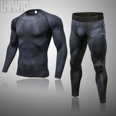 New Winter Men`s Ski Thermal Underwear Sets Quick Dry Anti-Microbial Stretch Men Compress Underwear Male Warm Long Johns Fitnes