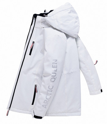 Νέες φόρμες για περπάτημα για σνόουμπορντ εξωτερικού χώρου Γυναικείο καθαρό λευκό χοντρό ζεστό χιόνι φόρμες περπάτημα Αδιάβροχες αντιανεμικές στολές πάγου Παλτό σκι