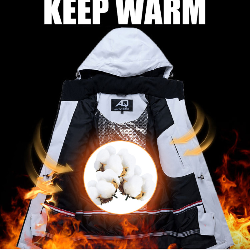 Nauja lauko snieglenčių slidinėjimo striukė grynai balta, stora šilta sniego vaikščiojimo kombinezonai, neperšlampami vėjui atsparūs ledo kostiumai, slidinėjimo paltai