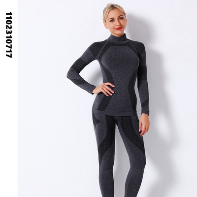 Women Winter Thermal Underwear For Sports Ski Fitness Quick Dry Thermo Turtleneck FemaleKnitted  Long Johns Set Clothes SK003