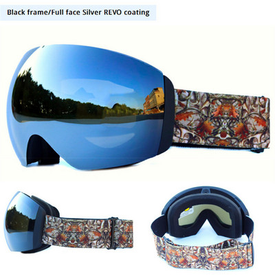 Dvisluoksniai nerasojantys slidinėjimo akiniai su reguliuojamu veidrodiniu diržu, neslysta, kvėpuoja, minkšta lauko slidinėjimo akinių kaukė suaugusiems