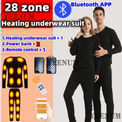 Зимно електрическо отопление бельо Bluetooth APP интелигентно термо бельо плюшено вълнено ски бельо електрическо отопление горен панталон