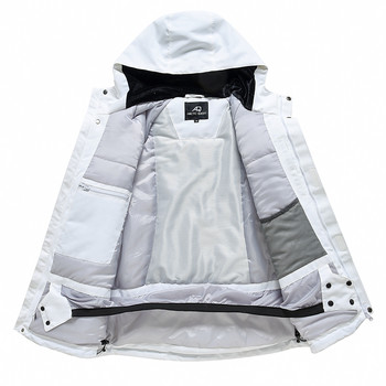 Μπουφάν χειμερινής φόρμας σκι για άντρες και γυναίκες ζευγάρια Αντιανεμικό παλτό με ζεστό αναπνεύσιμο κουκούλα, ανθεκτικό στο κρύο και ανθεκτικό στη φθορά