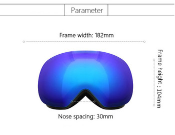 ROBESBON Γυαλιά σκι διπλής στρώσης Αντιθαμβωτική UV400 Μη πορώδης επίστρωση φακών REVO Ανδρικά γυαλιά χιονιού Γυαλιά χιονιού για υπαίθριο αθλητικό σκι