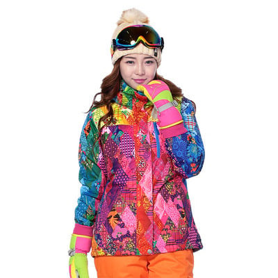 Ski Jacket Thicken New 2022 print meleg termikus vízálló szélálló kapucnis felsőruházat snowboard téli kabát nőknek