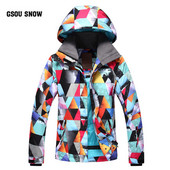 GSOU SNOW Slidinėjimo striukė Moteriškas slidinėjimo kostiumas Žieminis vėjui atsparus vandeniui Neperšlampamas lauko kempingas moteriškas šiltas paltas snieglenčių drabužiai Camo