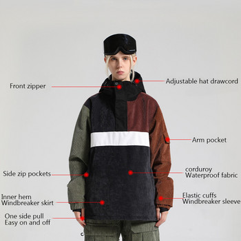 2023 Νέες χειμερινές μπλούζες Μπουφάν για σκι Κοτλέ κοτλέ κοστούμι σνόουμπορντ για εξωτερικούς χώρους Ανδρικά γυναικεία ρούχα με ζεστή κουκούλα αντιανεμικό αδιάβροχο παλτό