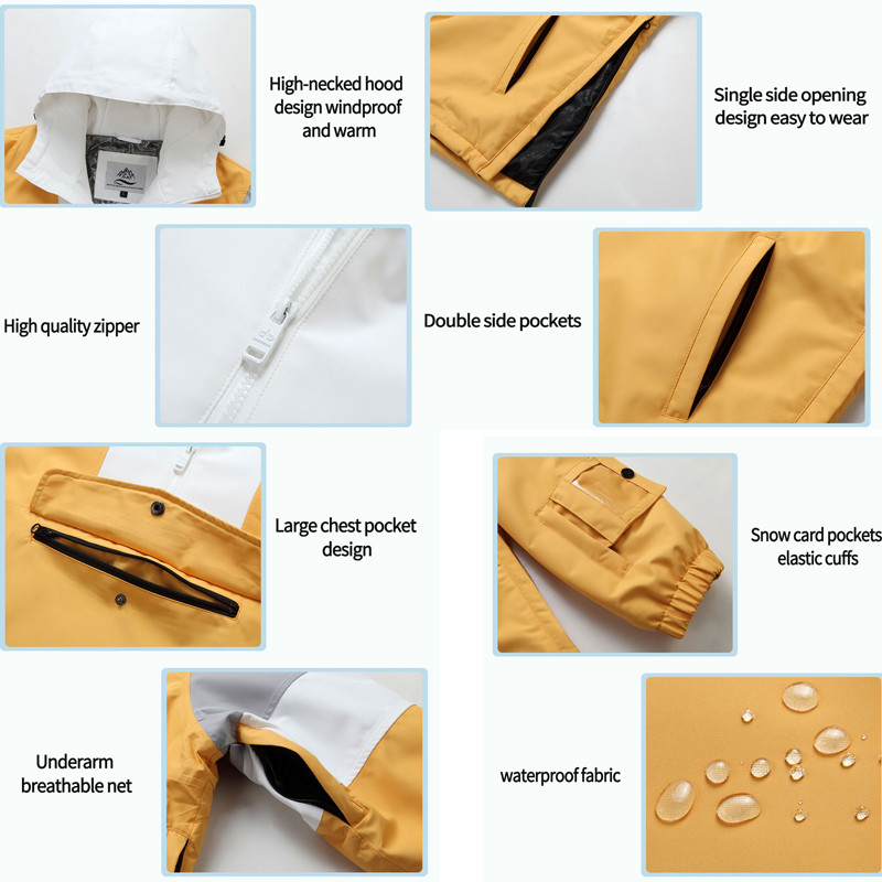 Nauja slidinėjimo striukė Vyriška Moteriška sniego gobtuvas lauke Žieminė sniego striukė Vėjui atspari vandeniui kvėpuojanti snieglenčių paltai Moteriška sniego apranga