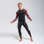 Vyriškų slidinėjimo apatinių komplektas Thermal Base Layer Vyrų treniruočių drabužių rinkinys Sportinis kompresinis ilgomis rankovėmis marškiniai MMA rashgard rinkinys 4XL
