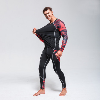 Мъжки комплект ски бельо Thermal Base Layer Мъжки комплект дрехи за тренировка Спортни компресионни ризи с дълъг ръкав MMA rashgard kit 4XL