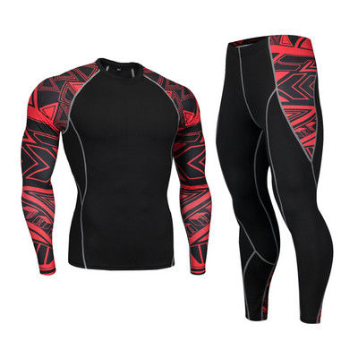 Greitai džiūstantis Perspiration Bėgimo rinkinys Vyriškas kompresinis sportinis apranga Fitness MMA rashgard Vyriškas slidinėjimo terminis apatinis sportinis kostiumas